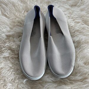 Rothy's Beige and Blue Slip-On Sneakers